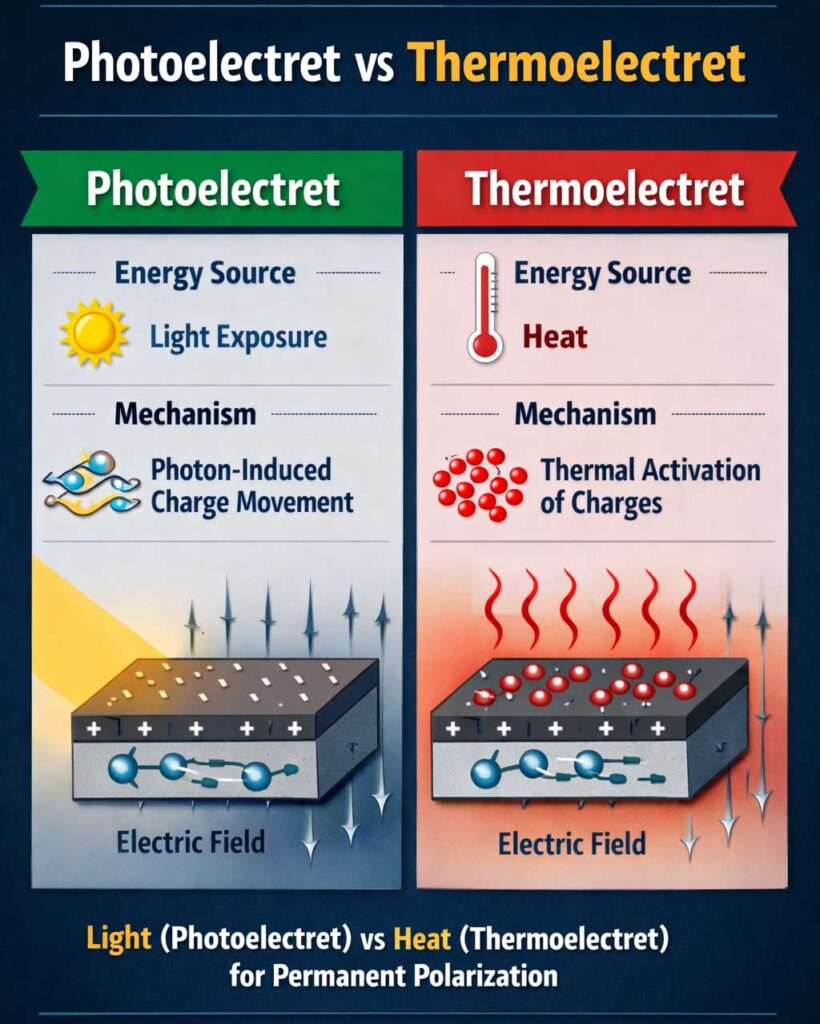 Photoelectret vs Thermoelectret differences