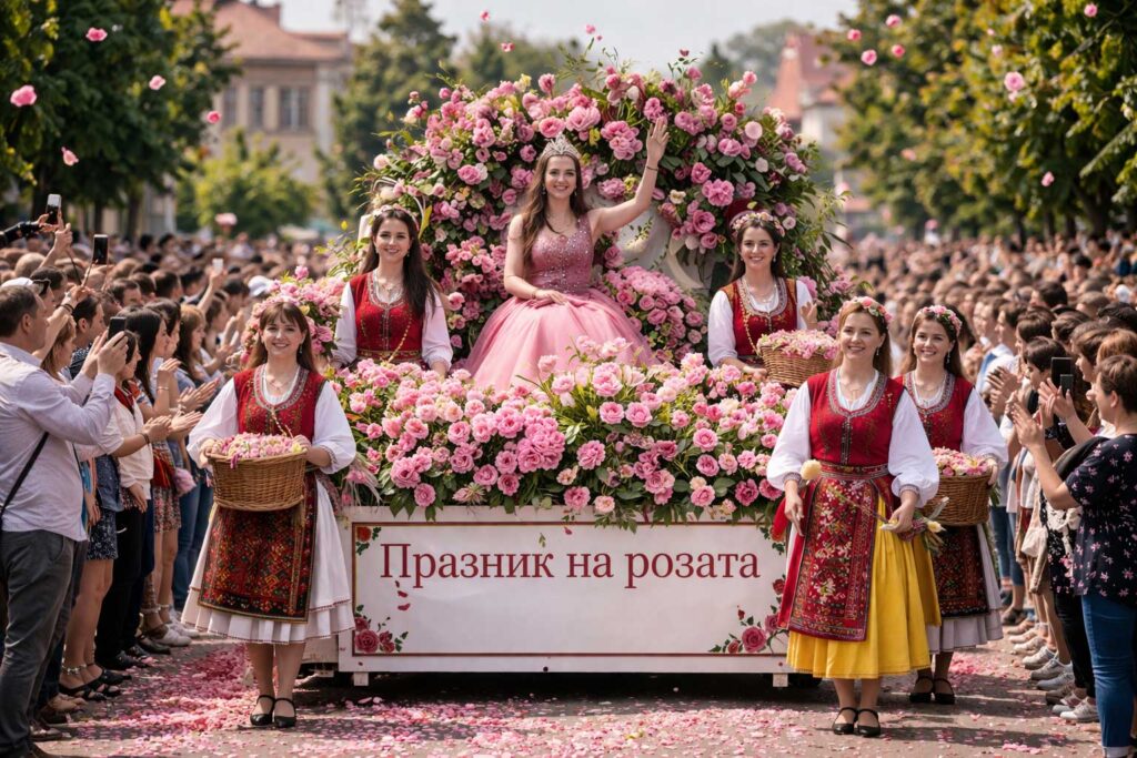 Kazanlak Rose Festival Bulgaria parade with traditional costumes