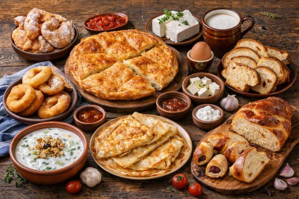 Traditional Bulgarian breakfast