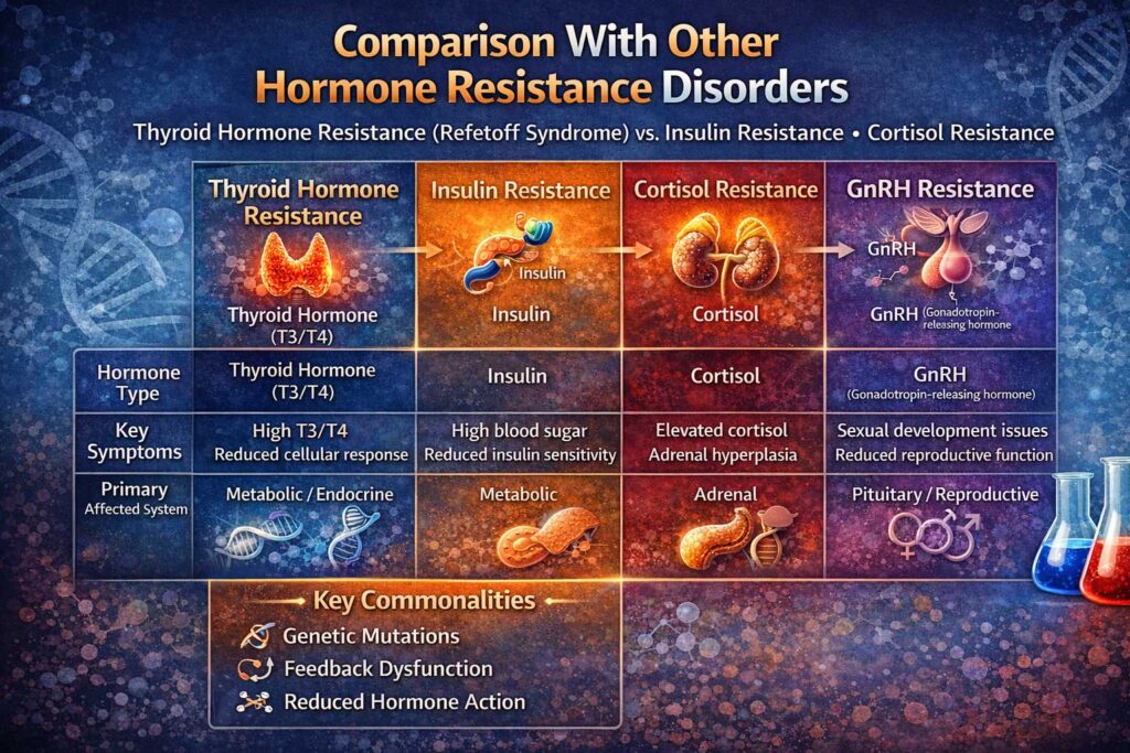 Comparison of hormone resistance disorders


