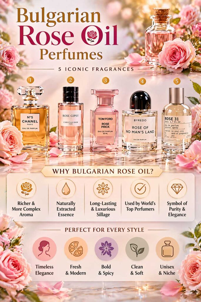 Bulgarian rose fragrance used in luxury rose perfumes