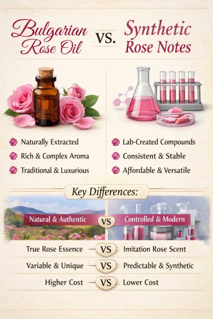 Bulgarian rose oil vs synthetic notes