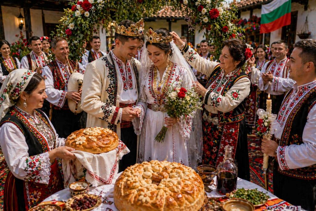 Traditional Bulgarian wedding celebration