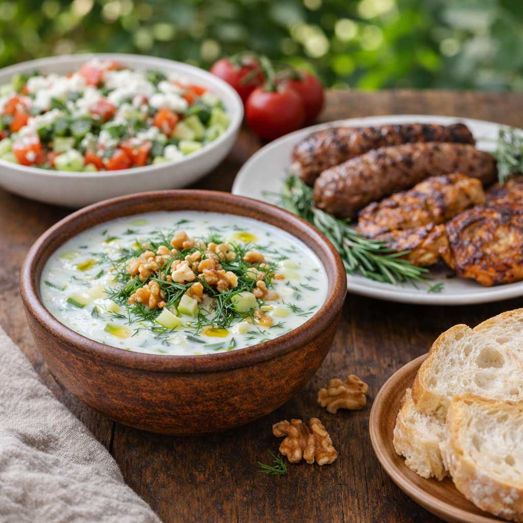 Traditional serving of tarator in bowl