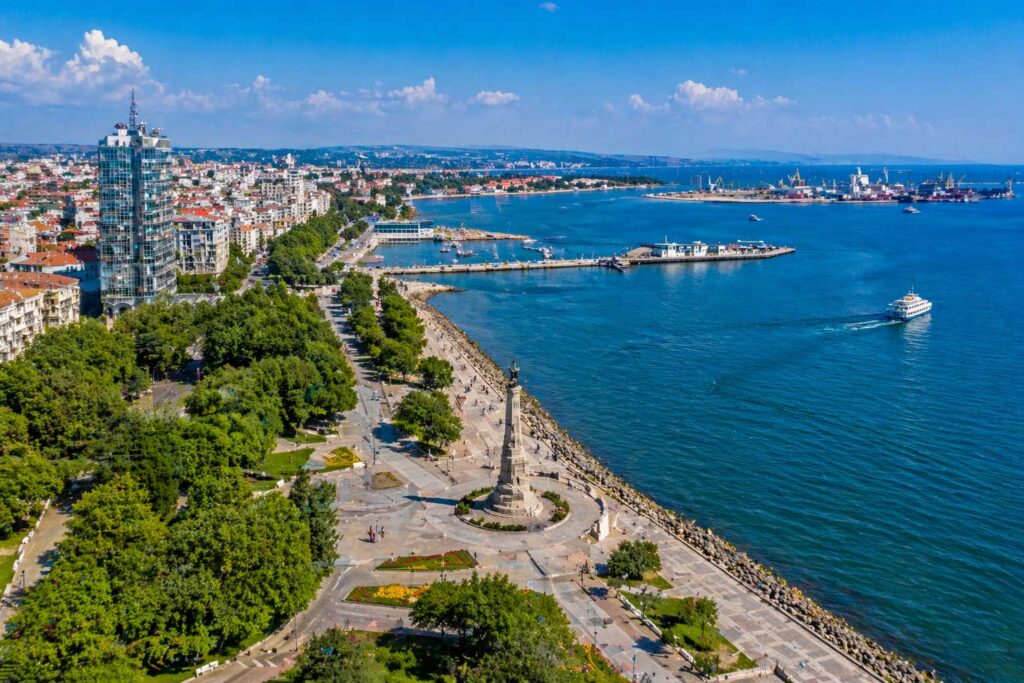Burgas Sea Garden park and coastline view Bulgaria