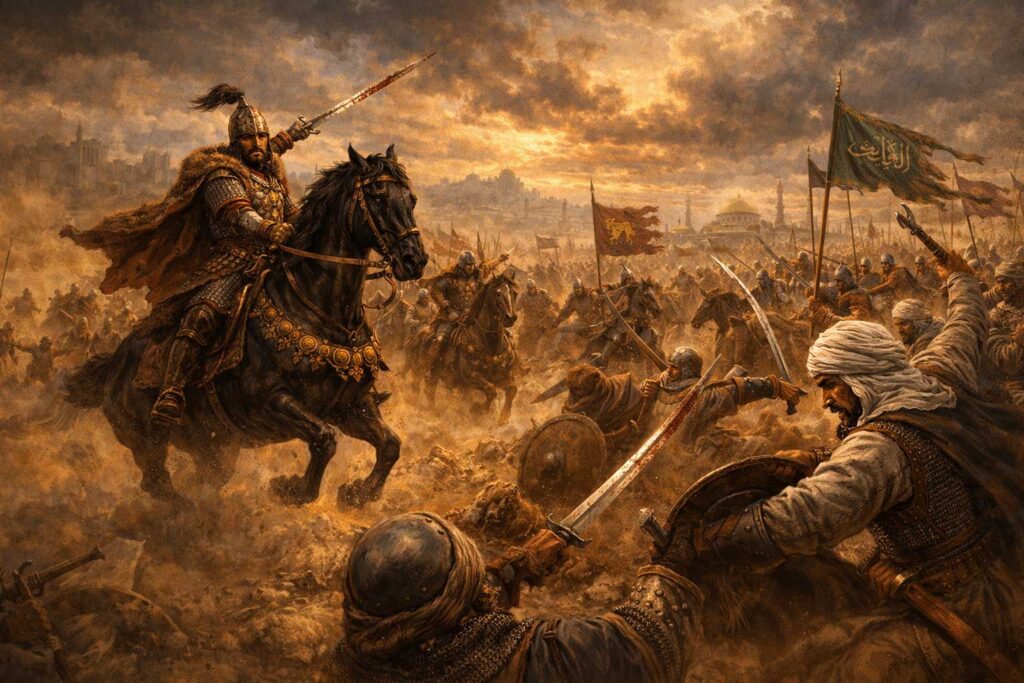 Khan Tervel leading Bulgarian cavalry