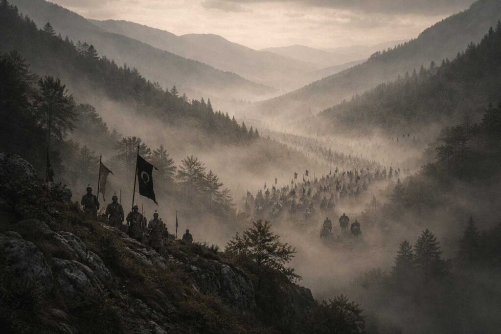 Ottoman expansion in the Balkans threatening the Bulgarian Empire