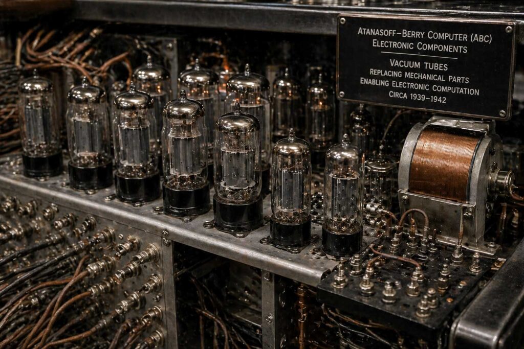 vacuum tubes used in early computers enabling electronic processing