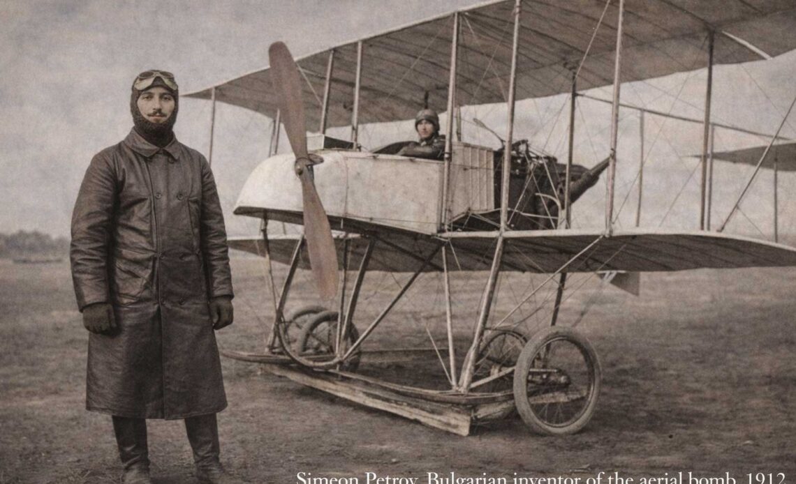 Simeon Petrov with early biplane 1912
